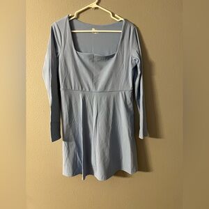 Elegant Blue Long Sleeve Dress